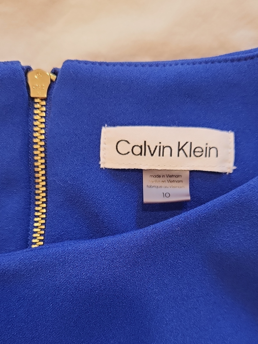 Calvin Klein Royal Blue Ruffle-Hem Sheath Dress Size 10 - Picture 2 of 5